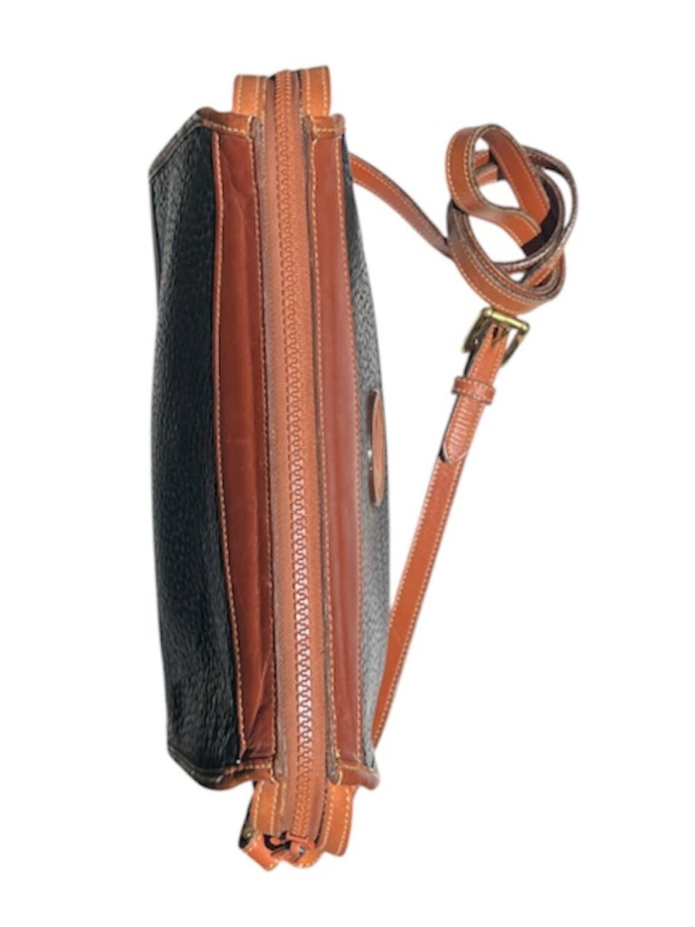 Vintage Dooney & Bourke AWL Black Brown Pebbled Leather Crossbody Bag USA - Picture 4 of 14